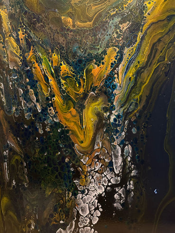 Golden and blue abstract painting