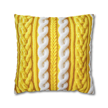 Spun Polyester Square Pillowcase yellow with white stripes knitted looks tripped throw pillow cozy knit look pillow decorative yellow cushion accent pillowyellow pillow decor knitted pillow loo