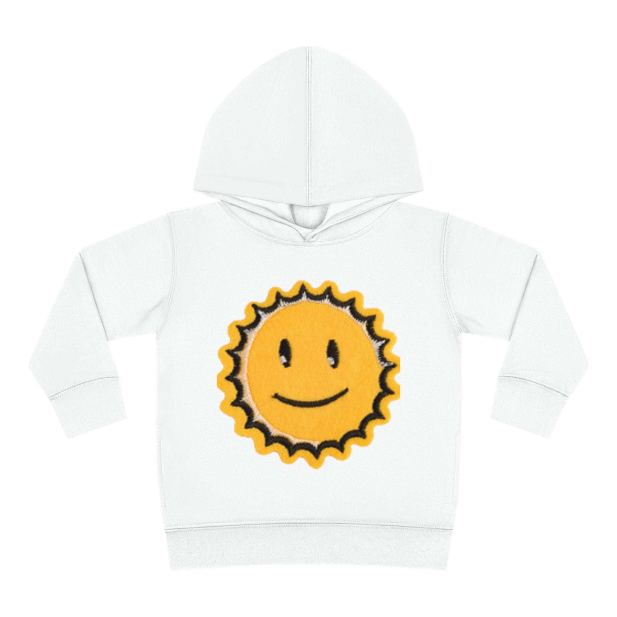 Toddler Pullover Fleece Hoodie sunshine design bright graphic kid friendly comfortable wear cotton blend easy wash unisex soft texture playful apparel