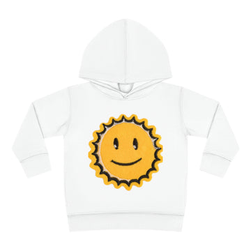 Toddler Pullover Fleece Hoodie sunshine design bright graphic kid friendly comfortable wear cotton blend easy wash unisex soft texture playful apparel