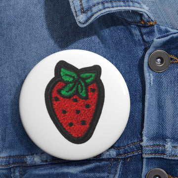 Custom Pin Buttons picture of a strawberry fruit lapel pin berry brooch red strawberry badge strawberry accessory sweet emblem nature garden inspired