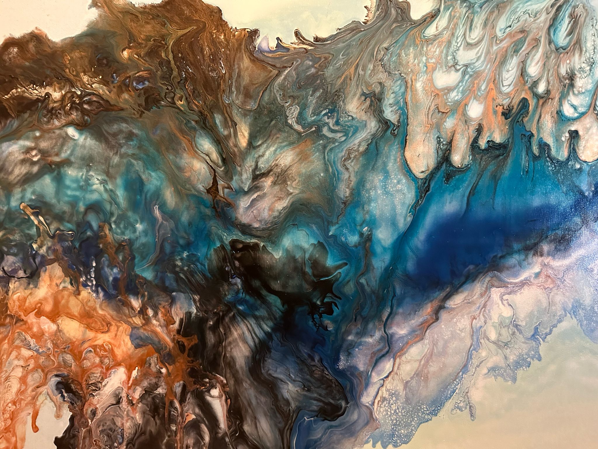 Blue and white abstract painting