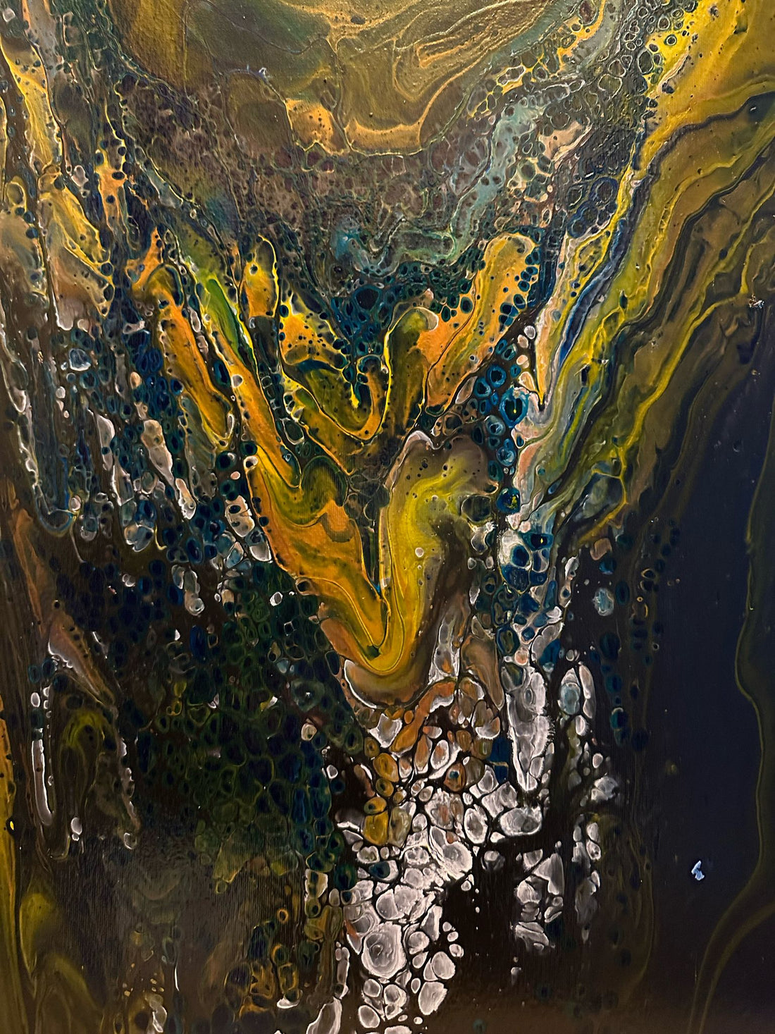 Golden and blue abstract painting