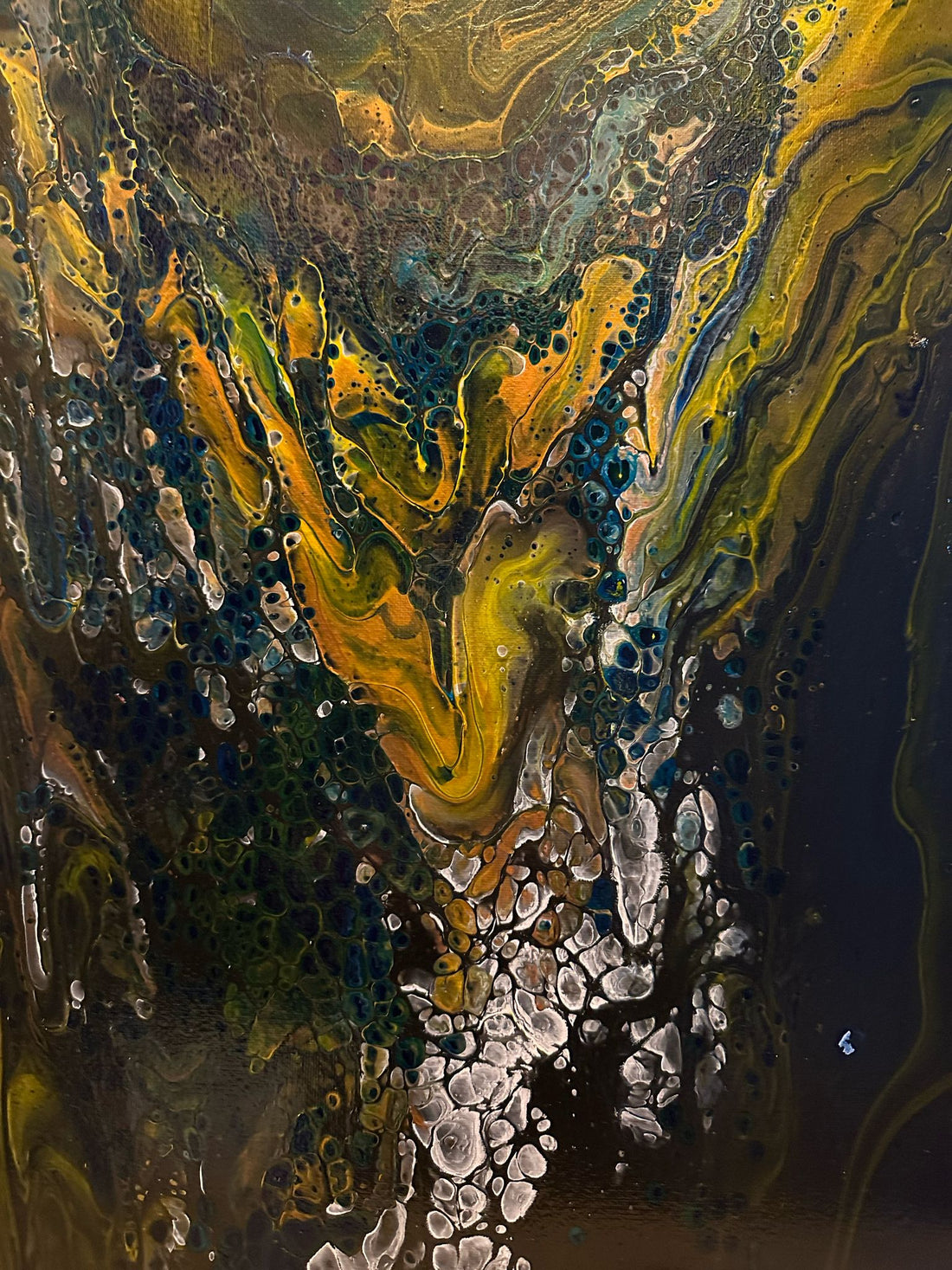 Golden and blue abstract painting