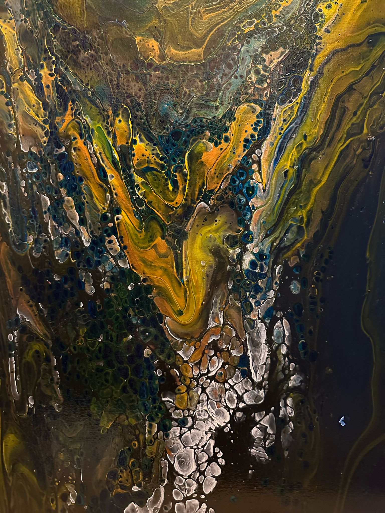 Golden and blue abstract painting