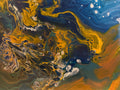 Liquid gold paintingwith water color effect