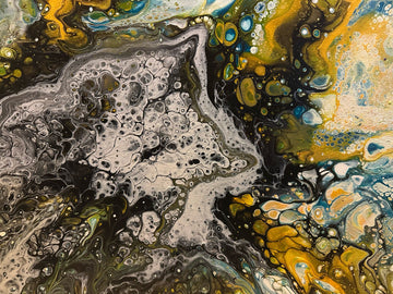 Yellow black and white abstract painting