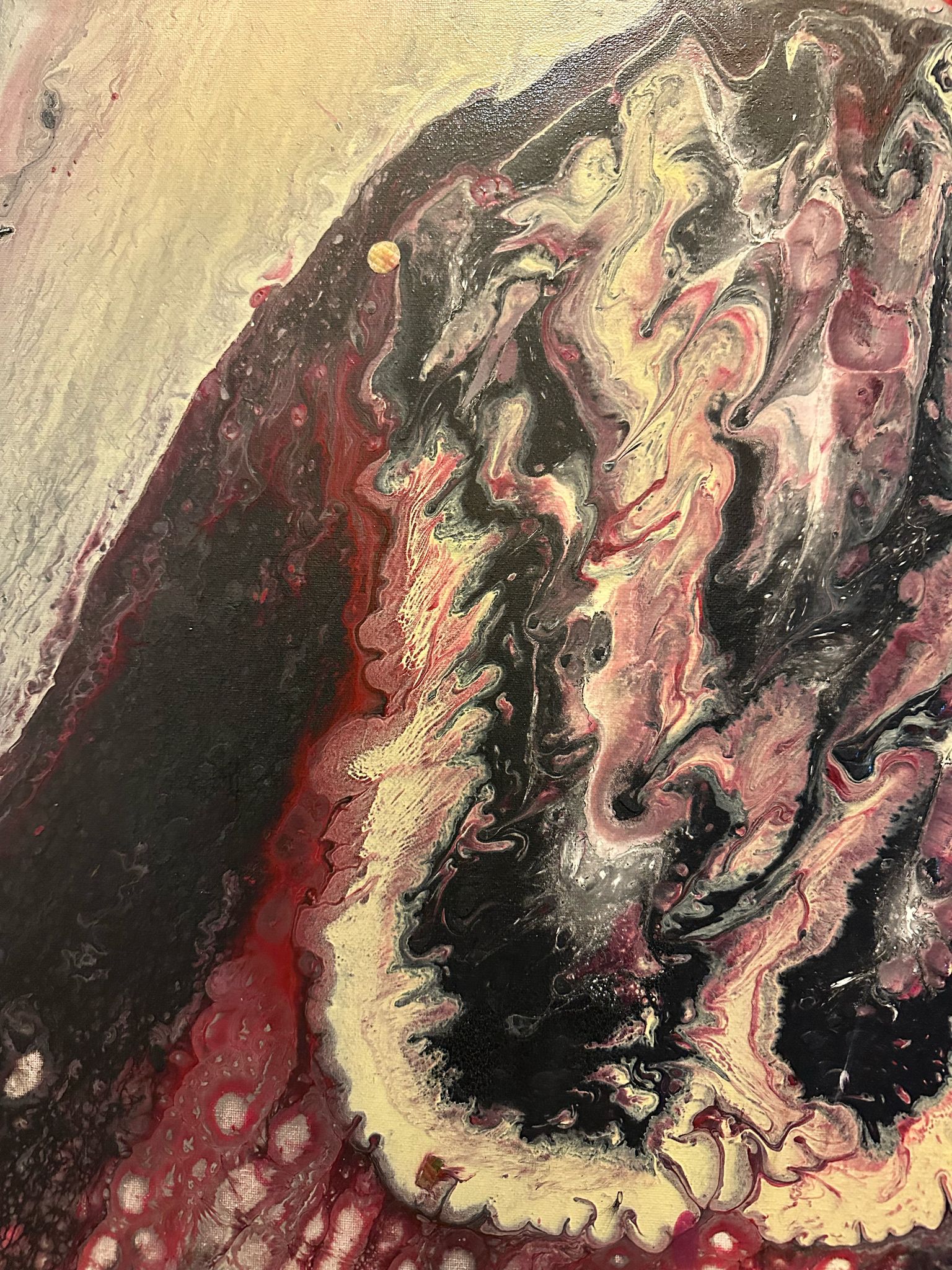 Night owl red and black abstract painting