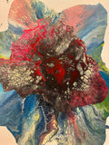 Red blue and pink abstract painting