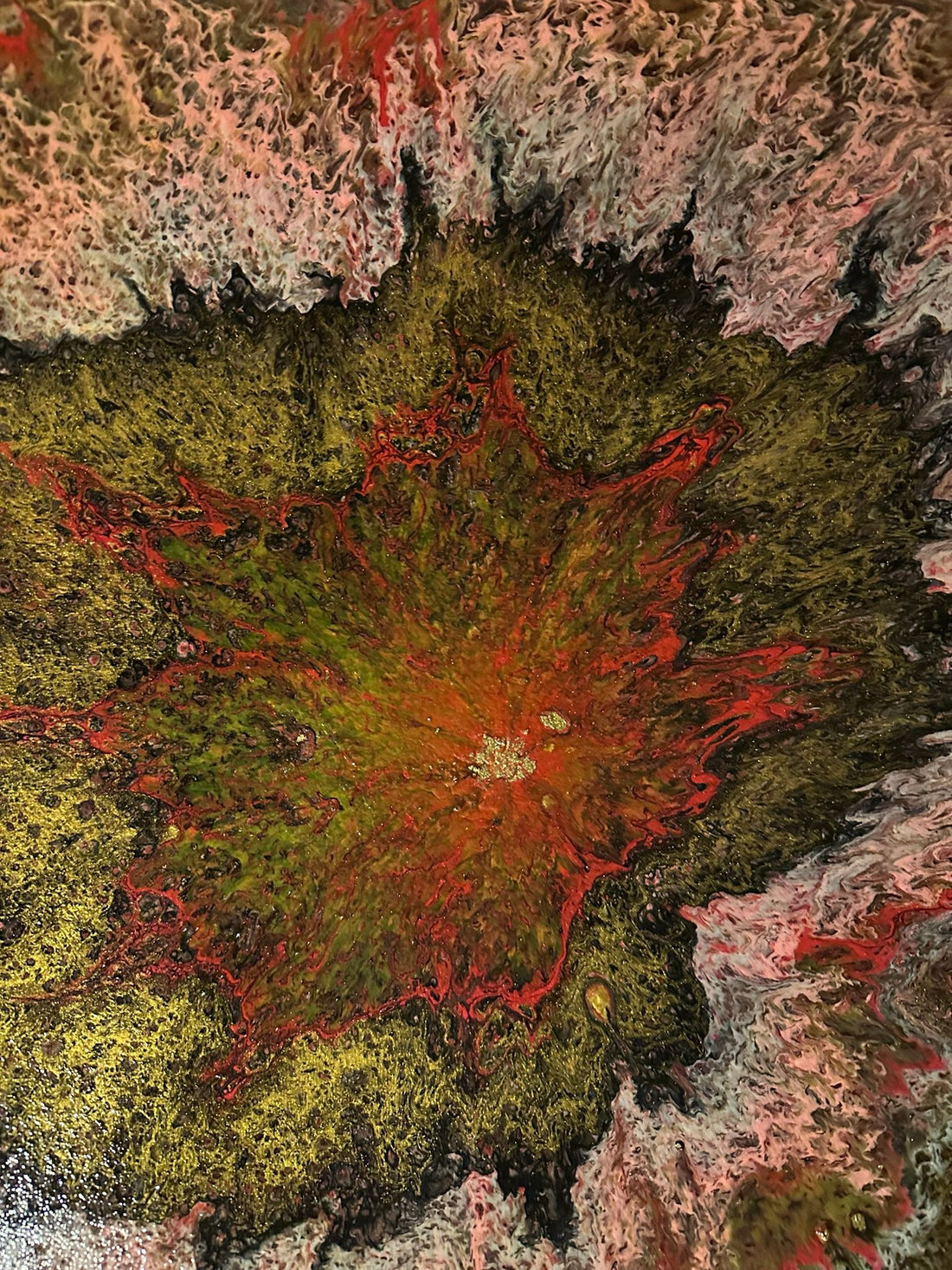 Green and pink autumn painting
