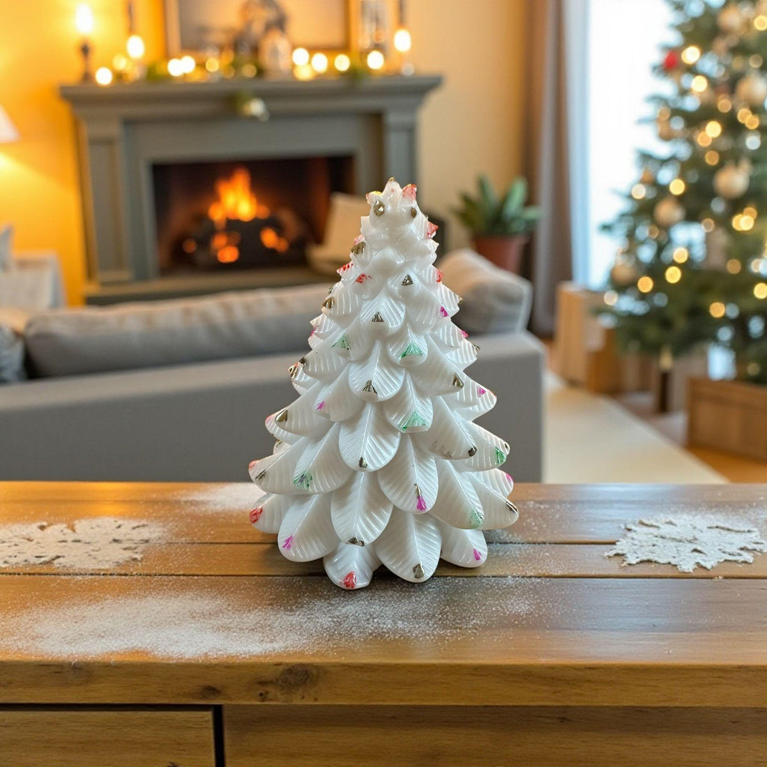 Handcrafted Resin Christmas Tree Set: Pastel Cottage Holiday Decor