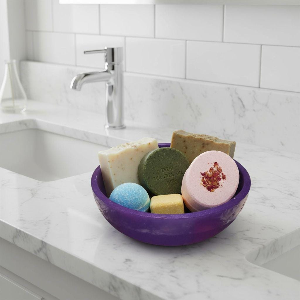 Handmade Purple Resin Bowl, Modern Planter, Eco-Friendly Decor