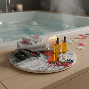 Handmade Resin Art Tray, Modern Fluid Art Home Decor, Spa Vanity Display