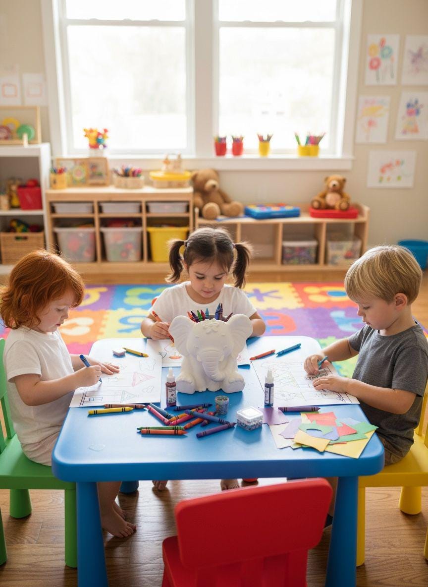Handmade Concrete Elephant Organizer, Nursery Decor