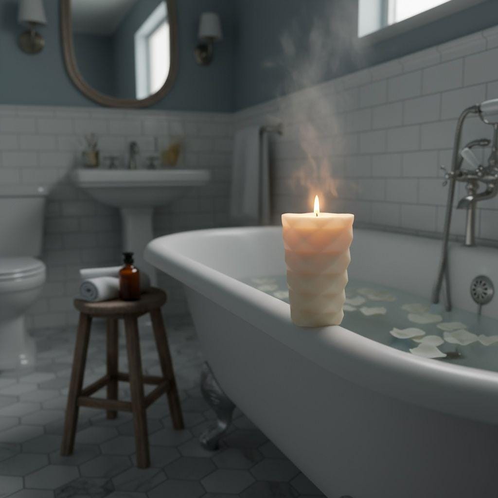 Handmade Wavy Soy Candle with Star Cutouts, Zen Decor