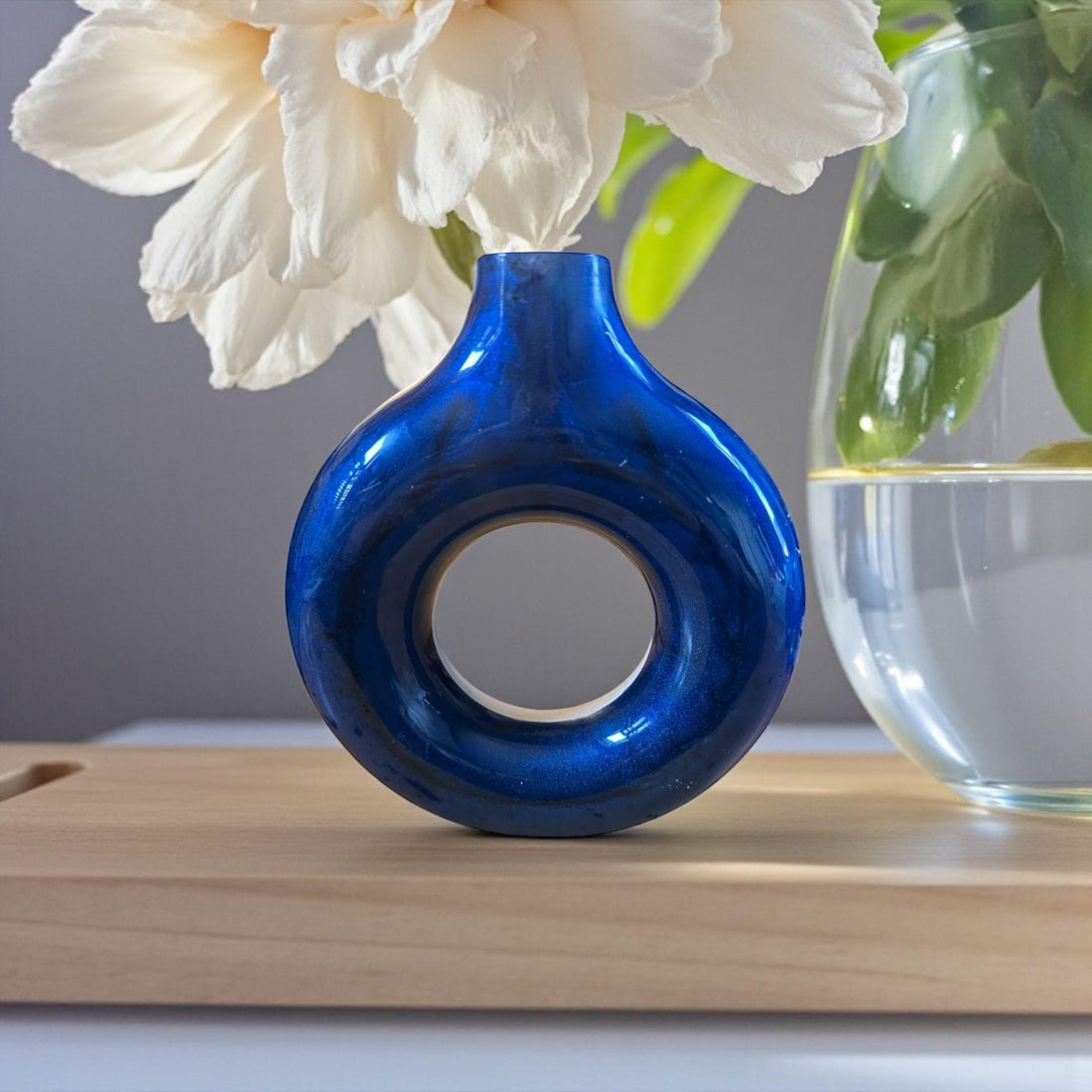 Handmade Resin Concrete Vase, Modern Round Hole Sculpture