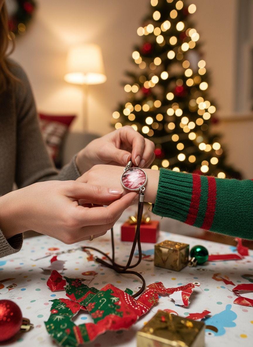 Boho Bracelet, Red White Resin, Faux Leather, Adjustable Cat Collar
