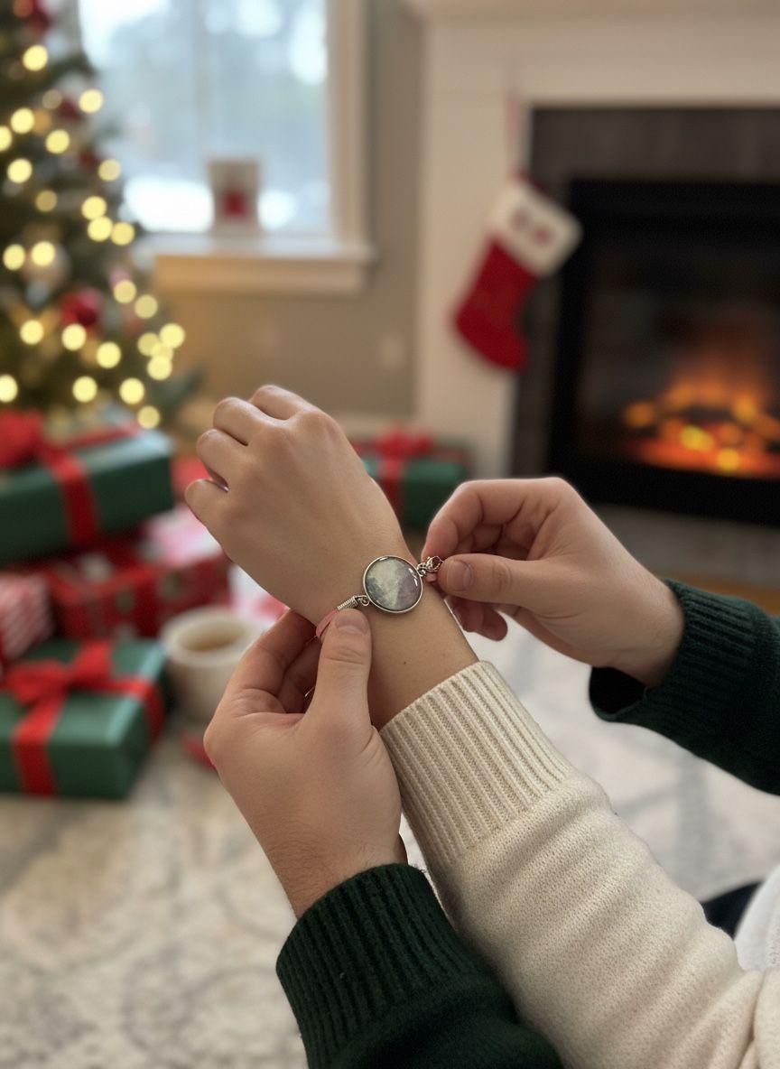 Handmade Resin Art Bracelet, Pink Cloth Cord, Modern Minimalist Jewelry