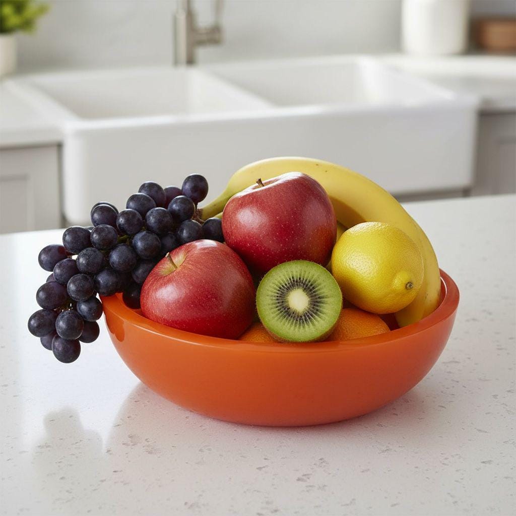 Handmade Red-Orange Resin Bowl, Modern Kitchen Decor