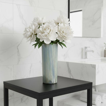 Handmade Ocean Blue Swirl Resin Vase, Coastal Home Decor