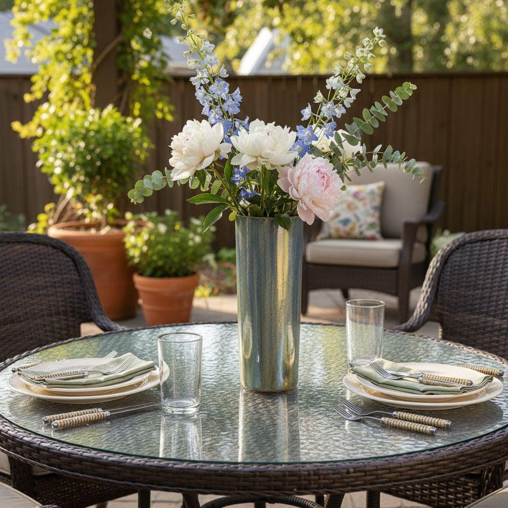 Handmade Ocean Blue Swirl Resin Vase, Coastal Home Decor