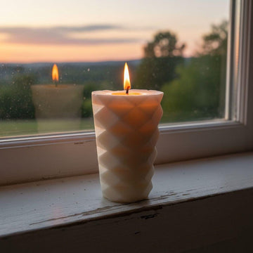Handmade Wavy Soy Candle with Star Cutouts, Zen Decor