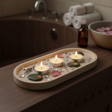 Handmade Oval Concrete Tray, Minimalist Jewelry & Candle Holder