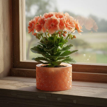 Coral Orange Resin Jar, Handmade Bubble Texture Organizer
