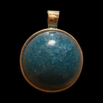 Resin Jewelry Pendant  Bold Blue Round Cabochon for Chains or Keychains, No Chain Included