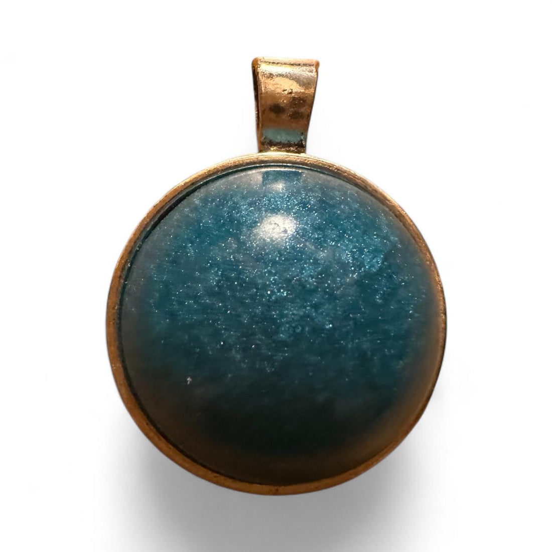 Resin Jewelry Pendant  Bold Blue Round Cabochon for Chains or Keychains, No Chain Included