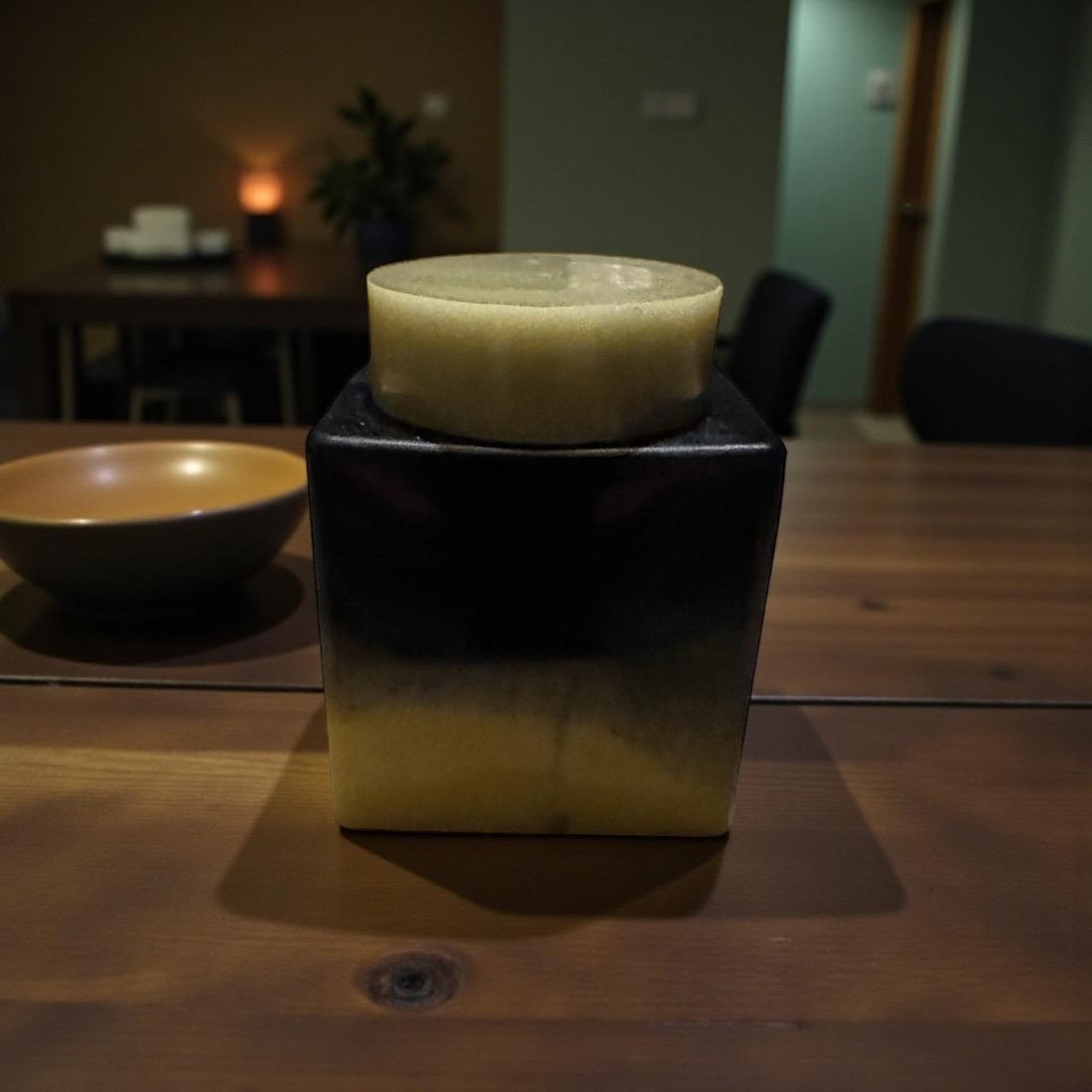 Handmade Resin Jar  Food Safe Kitchen Storage, Paynes Gray & Naples Yellow