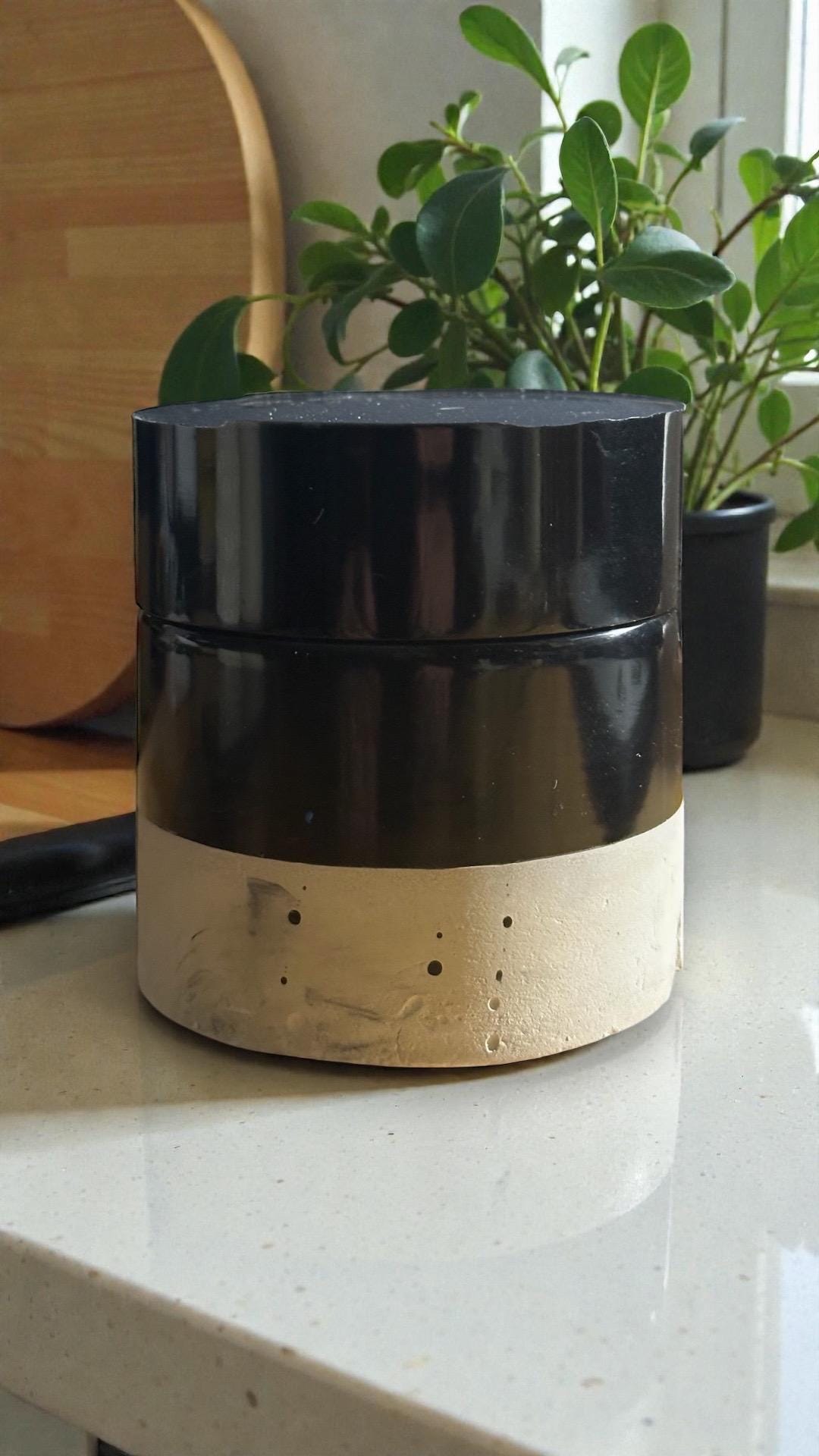 Food Safe Resin & Cement Jar with Lid | Modern Minimalist Storage Container