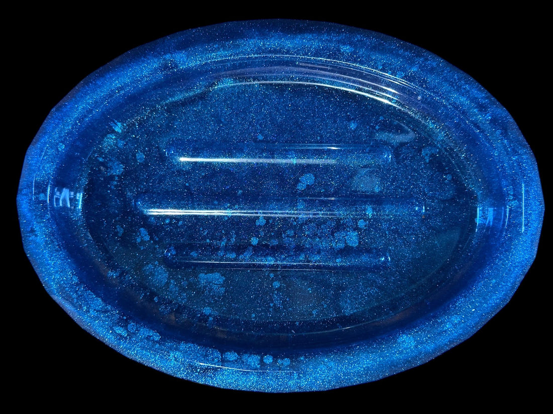 Handmade Resin Soap Dish  Drainable Oval Sink Tray  Modern Bathroom Accessory