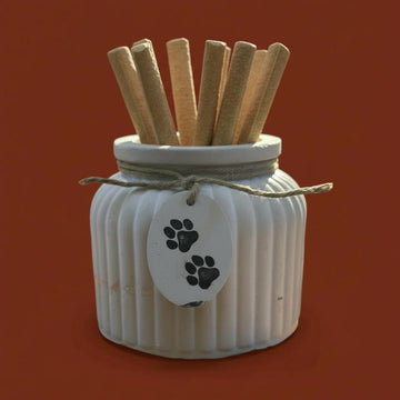 Puppy Shower Gift Dog Treat Jar, Handmade Paw Print Canister, New Dog Owner Gift