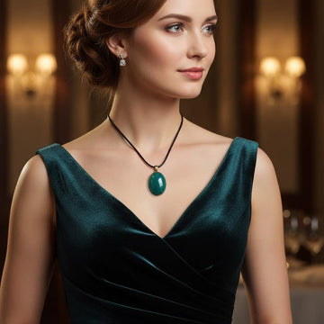 Teal Oval Pendant Necklace | Handmade Resin Jewelry