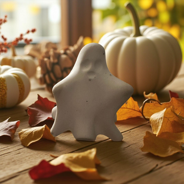 Handmade Concrete Ghost Figurine: Modern Halloween Decor