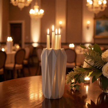 White Concrete Candle Holder, Geometric Vase, Scandinavian Decor