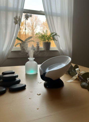 Modern Black and White Resin Soap Dish: Minimalist Vanity Tray