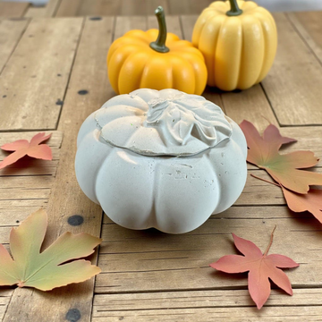 Handmade Concrete Pumpkin Container: Ghost Grey Trinket Dish with Lid