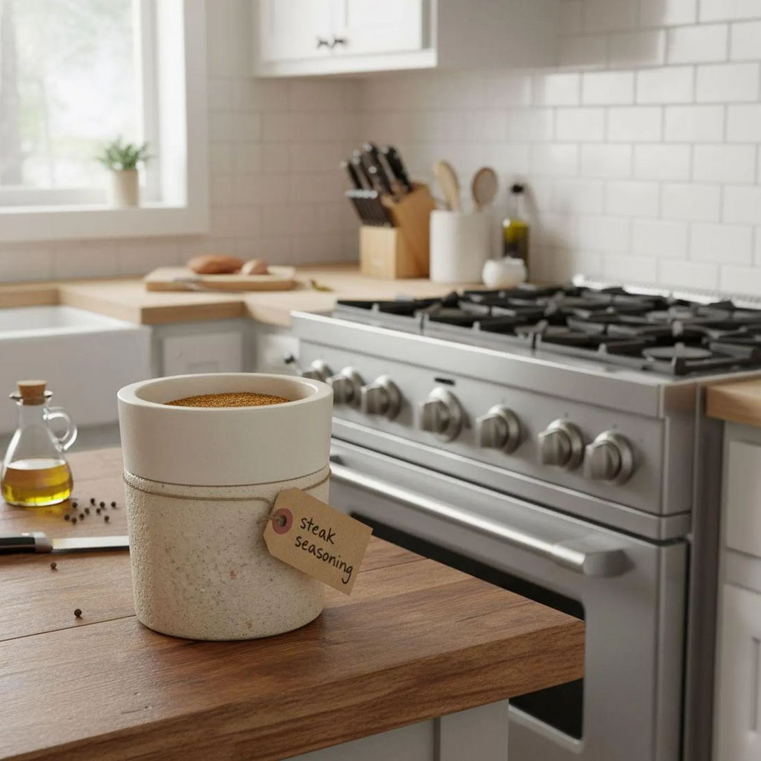 Handmade Concrete Storage Jar with Lid, Rustic Bathroom Canister