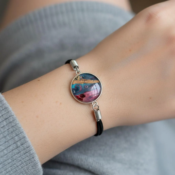 Handmade Boho Galaxy Cloth Wrap Bracelet, Cosmic Art Jewelry, Adjustable Fabric Cord Bracelet, Eco-Friendly Accessory Gift for Him Her