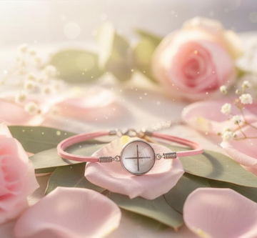 Gebo Rune Bracelet, Norse Cross Symbol Pendant, Concrete Resin Balance Charm, Pink Adjustable Cord, Viking Jewelry Gift for Harmony