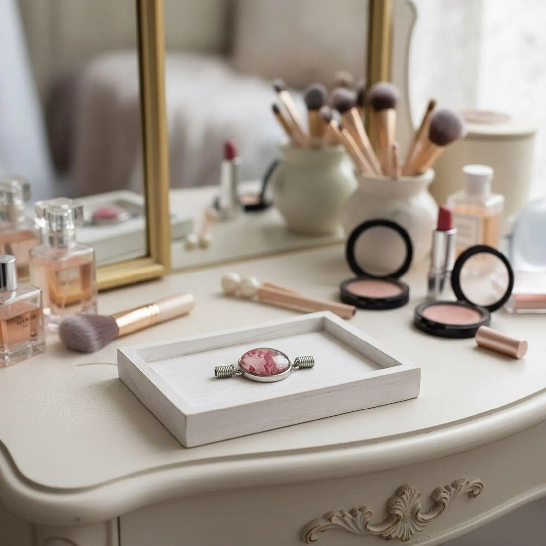 Boho Bracelet Red White Centerpiece, Adjustable Brown Faux Leather Strap, Artistic Bohemian Jewelry Eco-Friendly Gift Her Cat