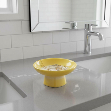 Handmade Yellow Resin Pedestal Bowl, Food Safe Jewelry Organizer