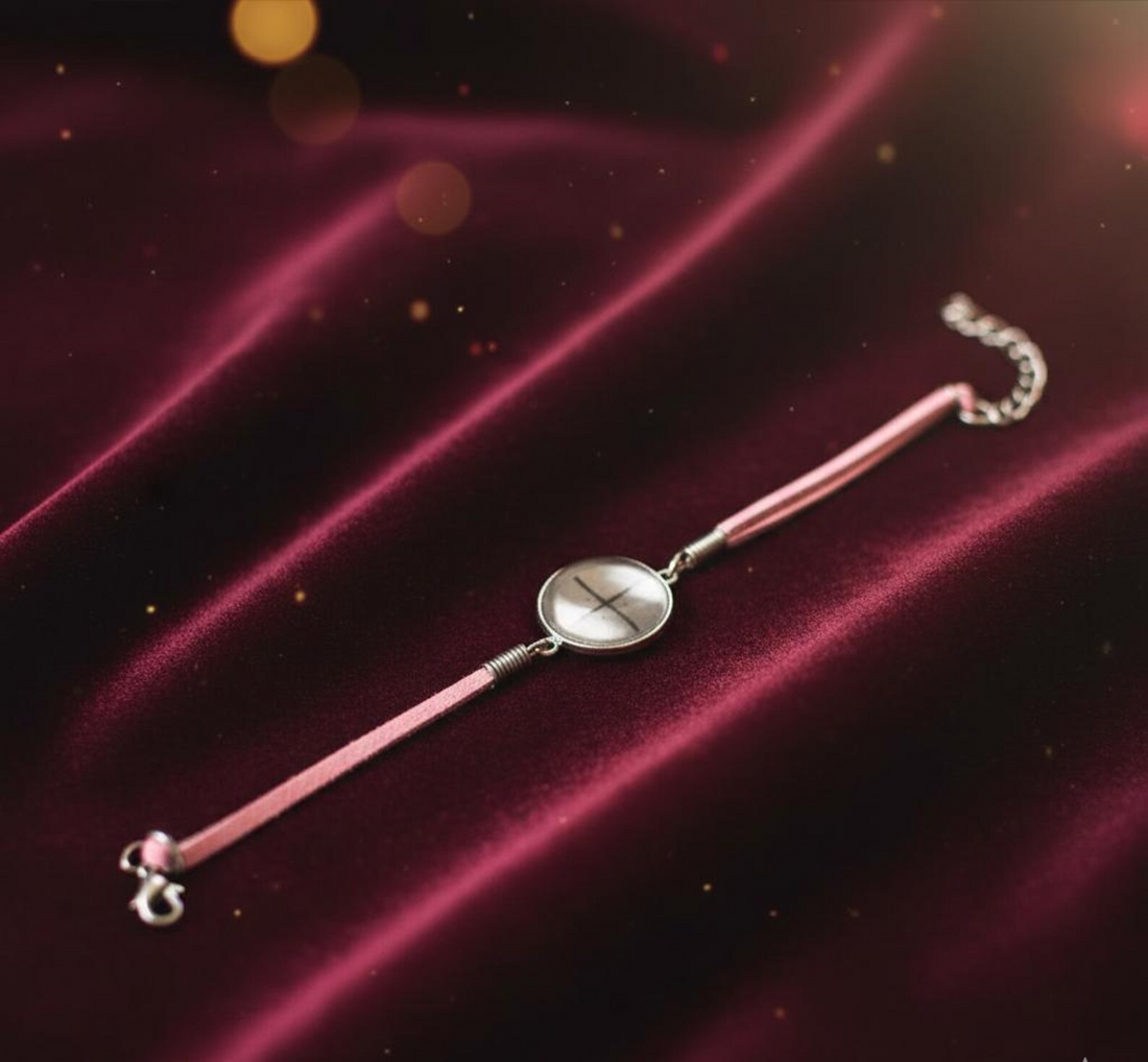 Gebo Rune Bracelet, Norse Cross Symbol Pendant, Concrete Resin Balance Charm, Pink Adjustable Cord, Viking Jewelry Gift for Harmony