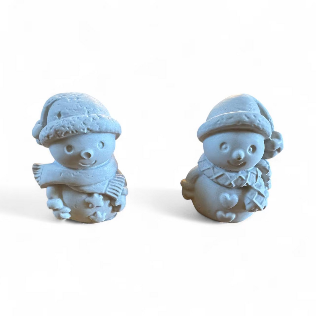 Handmade Concrete Snowman Figurines, Minimalist Christmas Decor, Winter Mantel Ornaments, Rustic Holiday Table Decorations, Gift Set of TwoHandmade Concrete Snowman Figurines, Minimalist Christmas Decor, Winter Mantel Ornaments