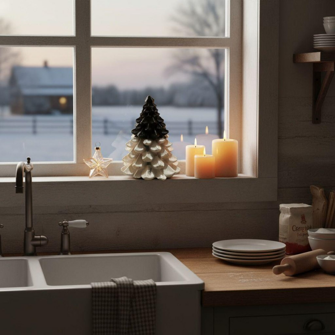 Black White Christmas Tree Decor, Modern Minimalist Holiday Decoration, Scandinavian Winter Tabletop Tree, Neutral Resin Home Accent