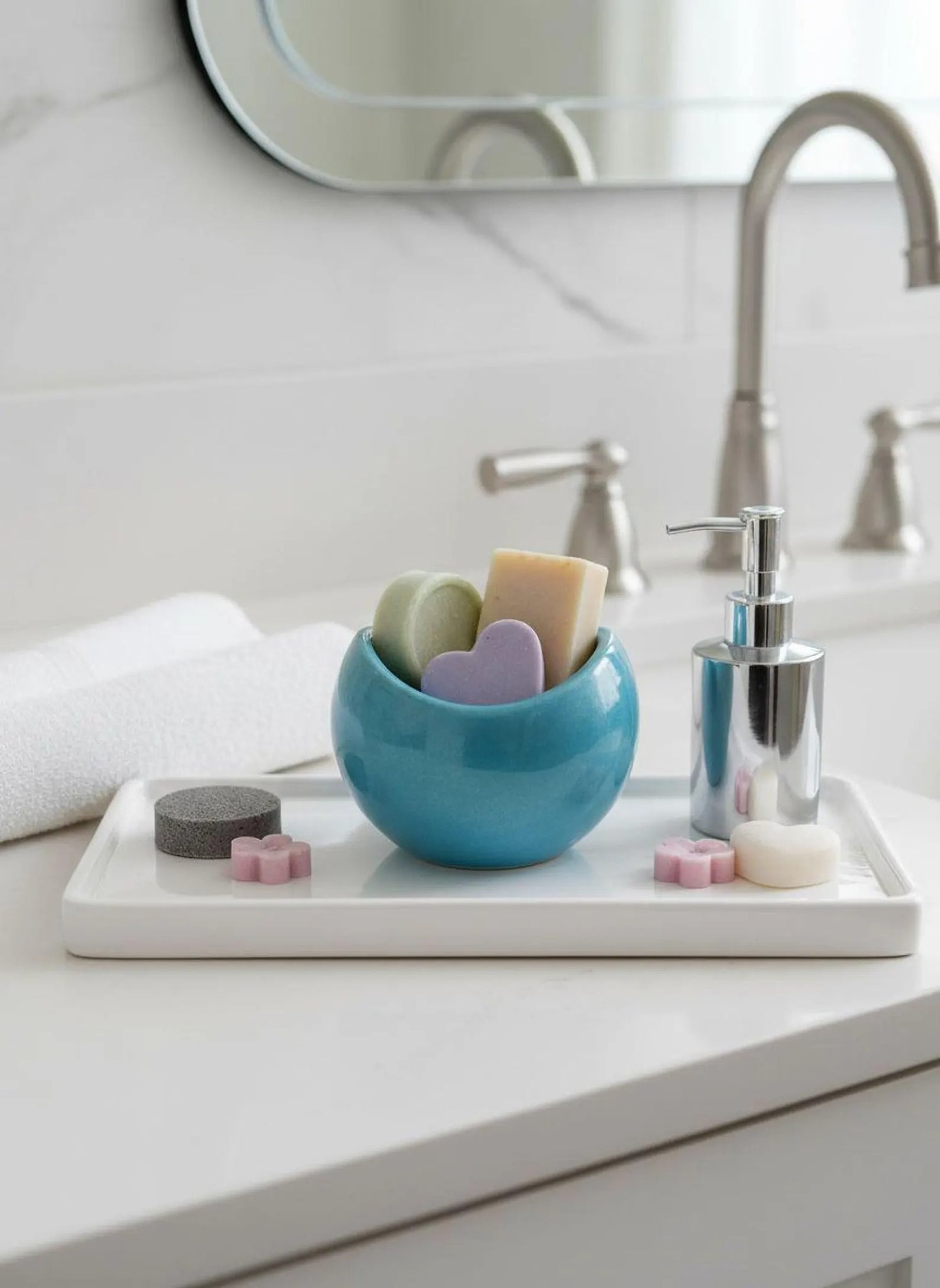 Aqua Resin Bowl, Handmade Teal Candle Holder, Modern Minimalist Decor, Multi Use Organizer, Bathroom Vanity Dish, Spa Patio Accent Gift