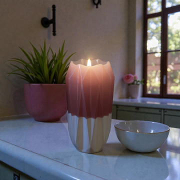 Red Resin Concrete Candle Holder, Geometric Vase, Modern Home Decor