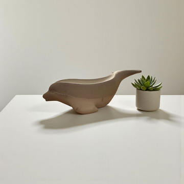 Handmade Concrete Whale Sculpture, Minimalist Coastal Decor